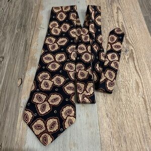 GIVENCHY Monsieur Vintage Men’s Neck Tie 100% Silk GRAPHIC Black Tan Tie